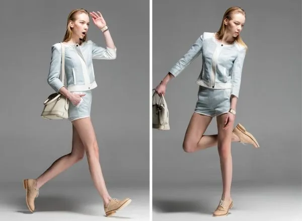 Jacket and Shorts Matching Set for Women PU Leather Lining - Blue