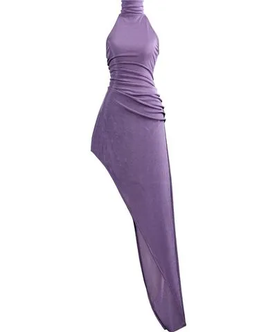 Kargede Women's Pink / Purple Zephyr Shimmering Slinky Asymmetrical Maxi Dress