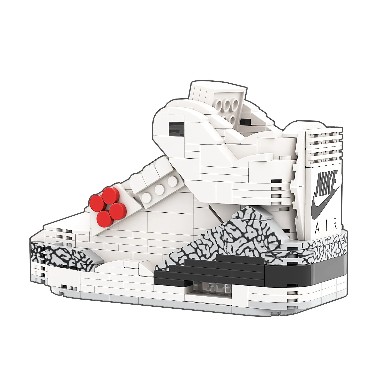 KICKSMINI AJ3 White Cement Sneaker Bricks