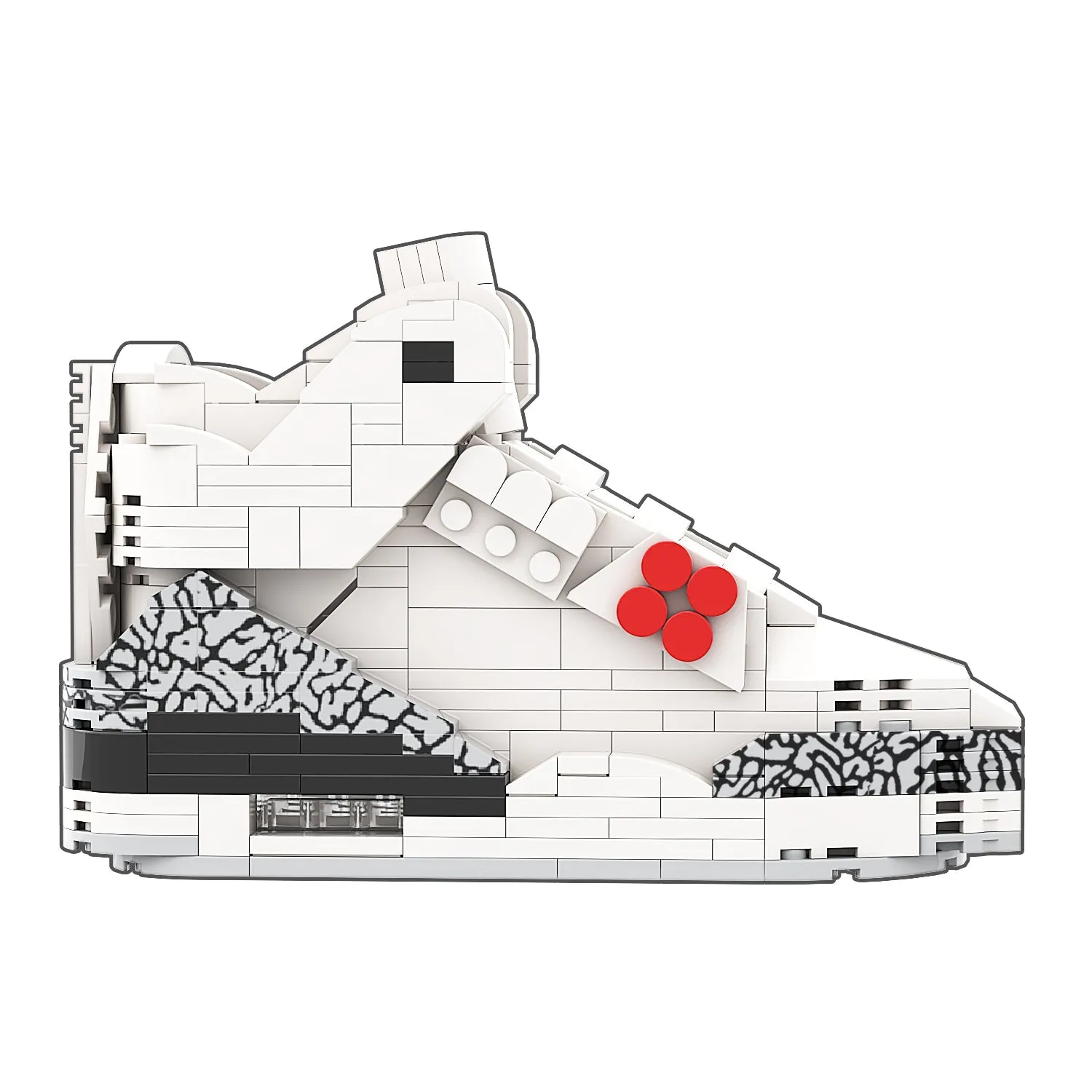 KICKSMINI AJ3 White Cement Sneaker Bricks