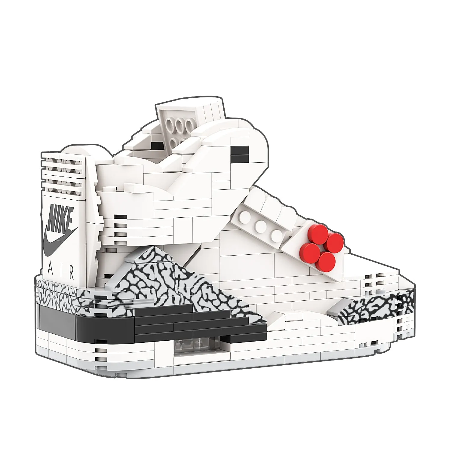 KICKSMINI AJ3 White Cement Sneaker Bricks