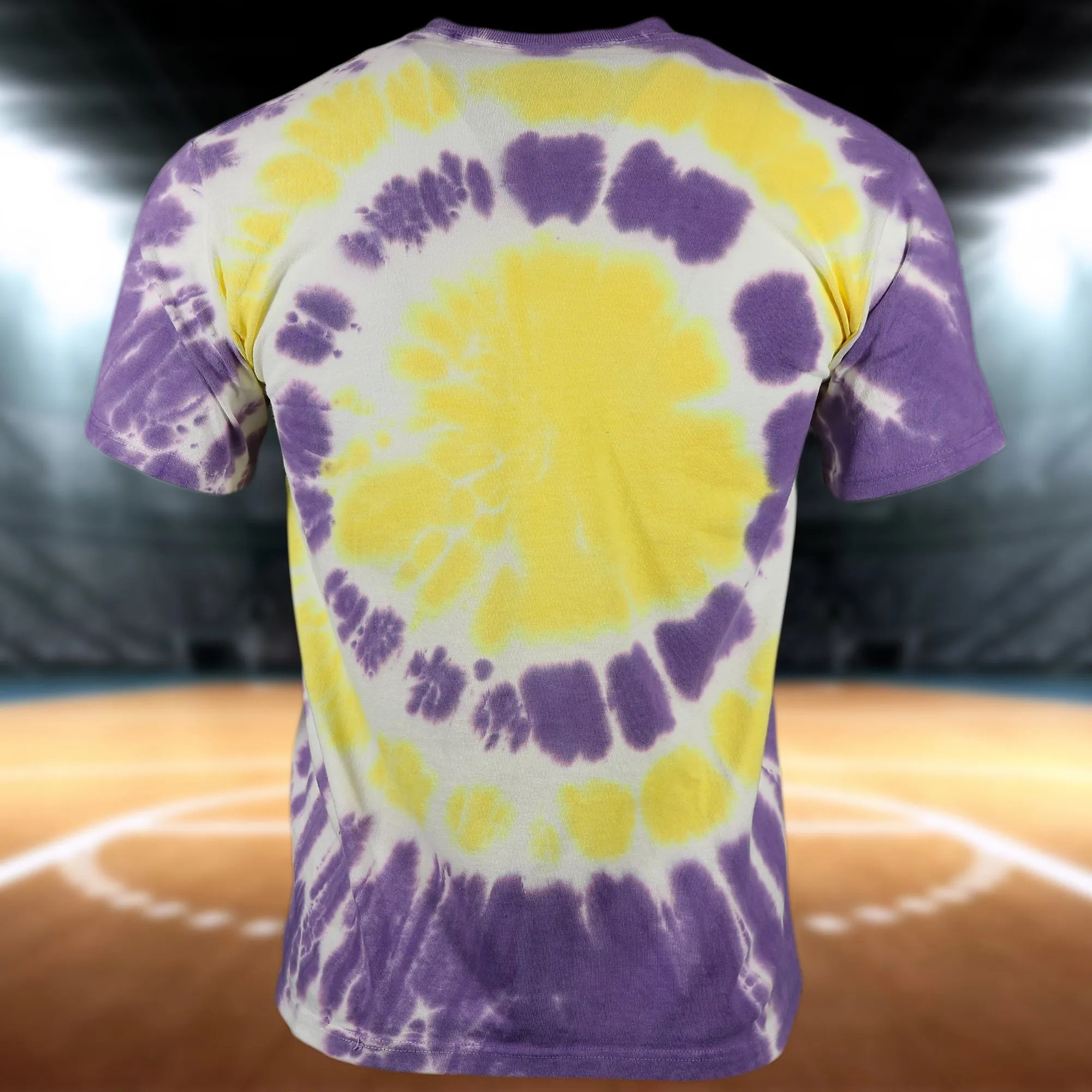 Los Angeles Basketball Grateful Dead Dunking Bear Purple Yellow Tie Dye T-Shirt | Liquid Blue