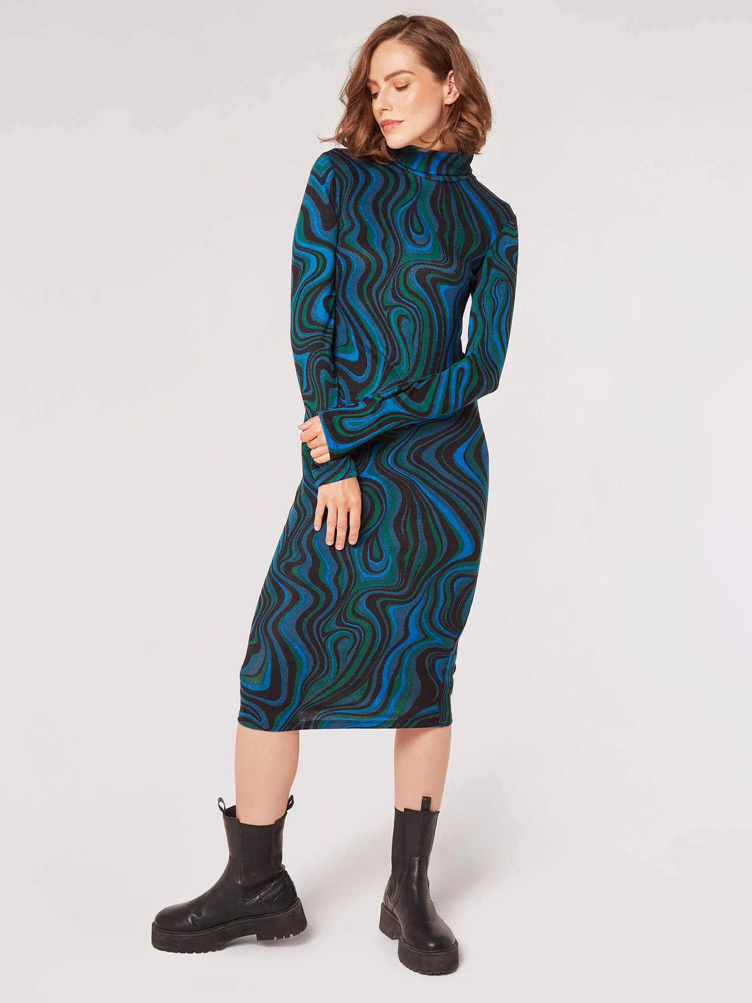 Marble Swirl Knit Midi Dress | Apricot Clothing