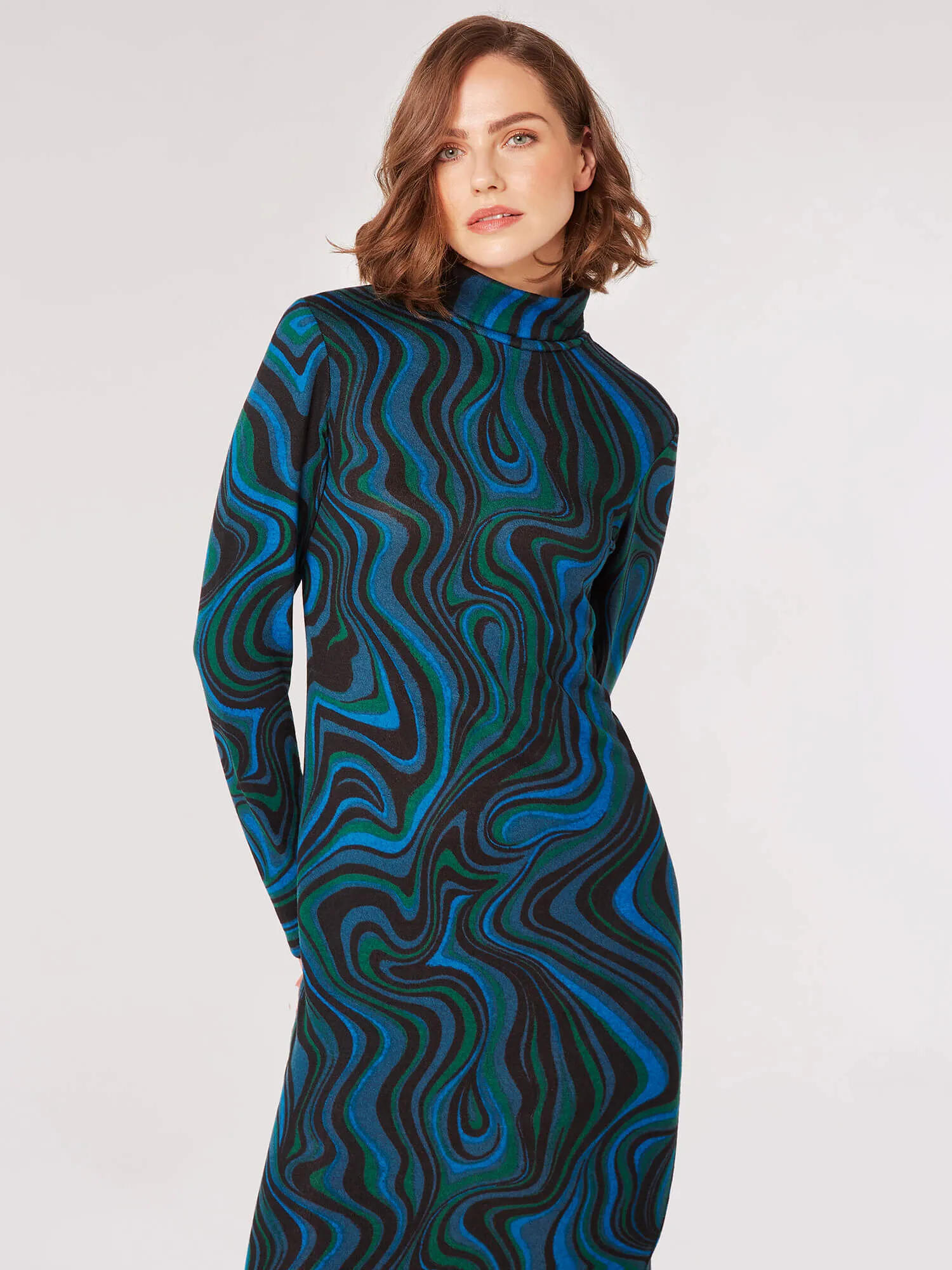 Marble Swirl Knit Midi Dress | Apricot Clothing