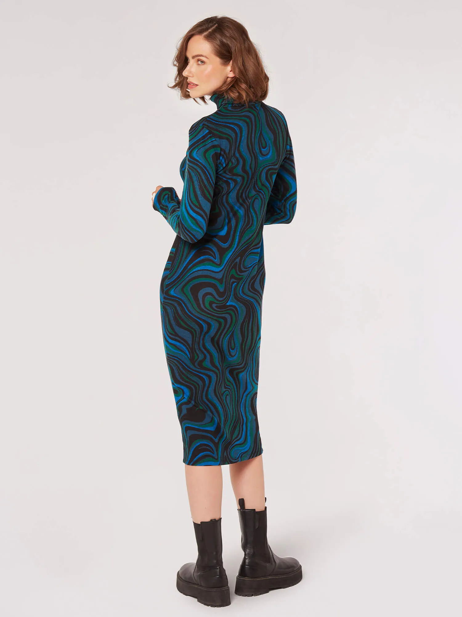 Marble Swirl Knit Midi Dress | Apricot Clothing