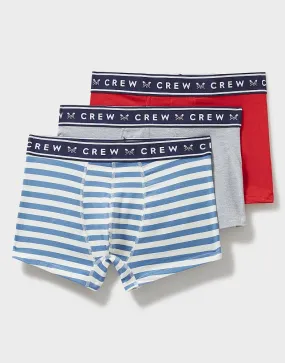 Men's 3 Pack Stripe Boxers from Crew Clothing Company