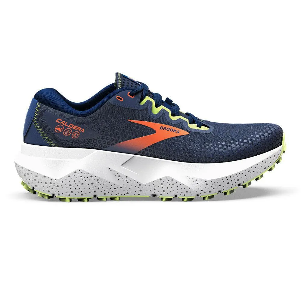 Men's Brooks Caldera 6, Navy/Firecracker/Sharp Green, 7 D Medium