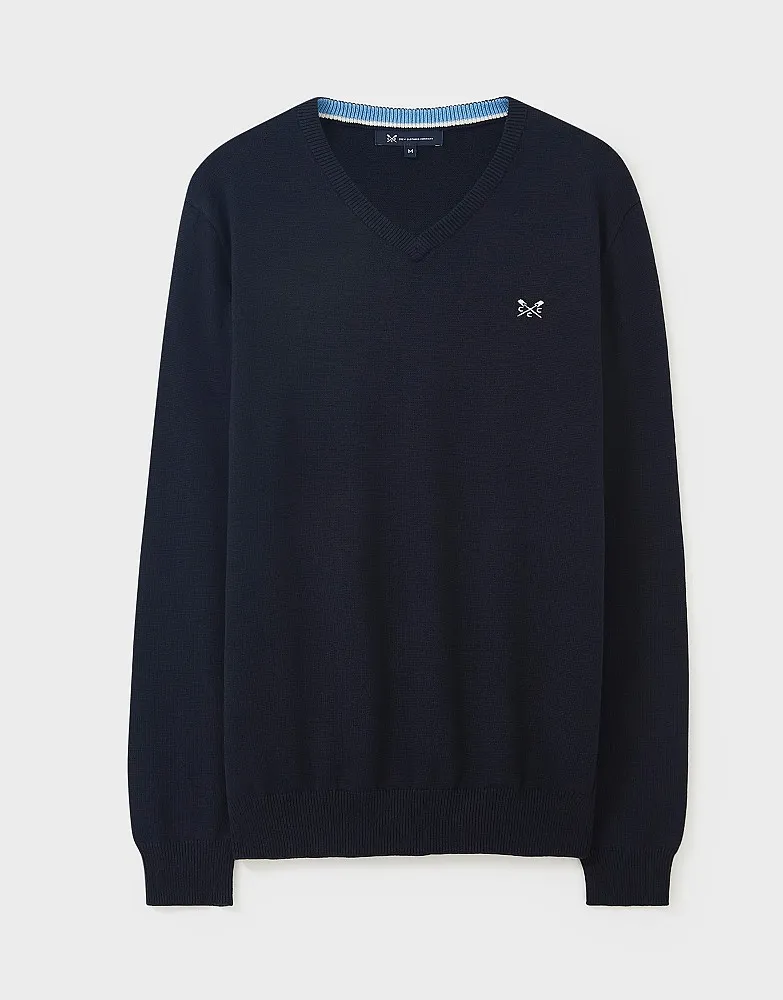 Men's Foxley V Neck Jumper in Navy from Crew Clothing