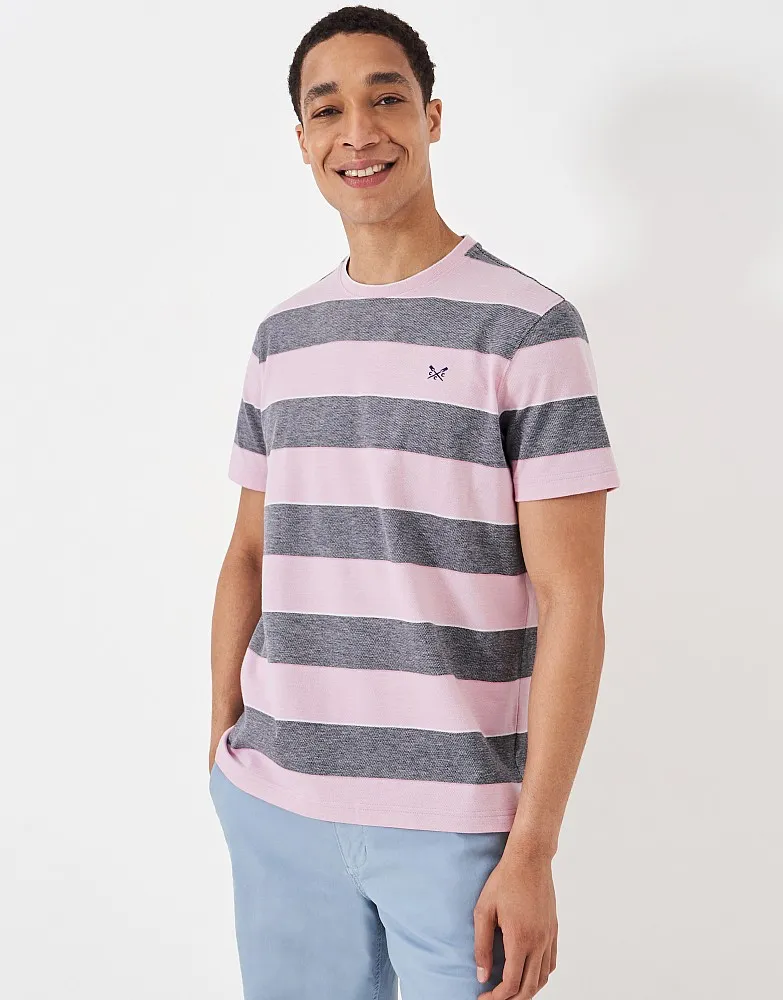 Men's Oxford Yarn Dyed Stripe Pique T-Shirt from Crew Clothing Company