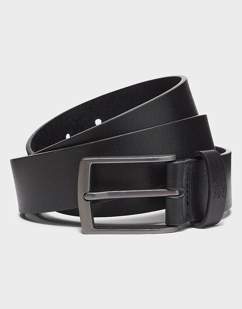 Men's Smart Black Classic Leather Belt from Crew Clothing Company