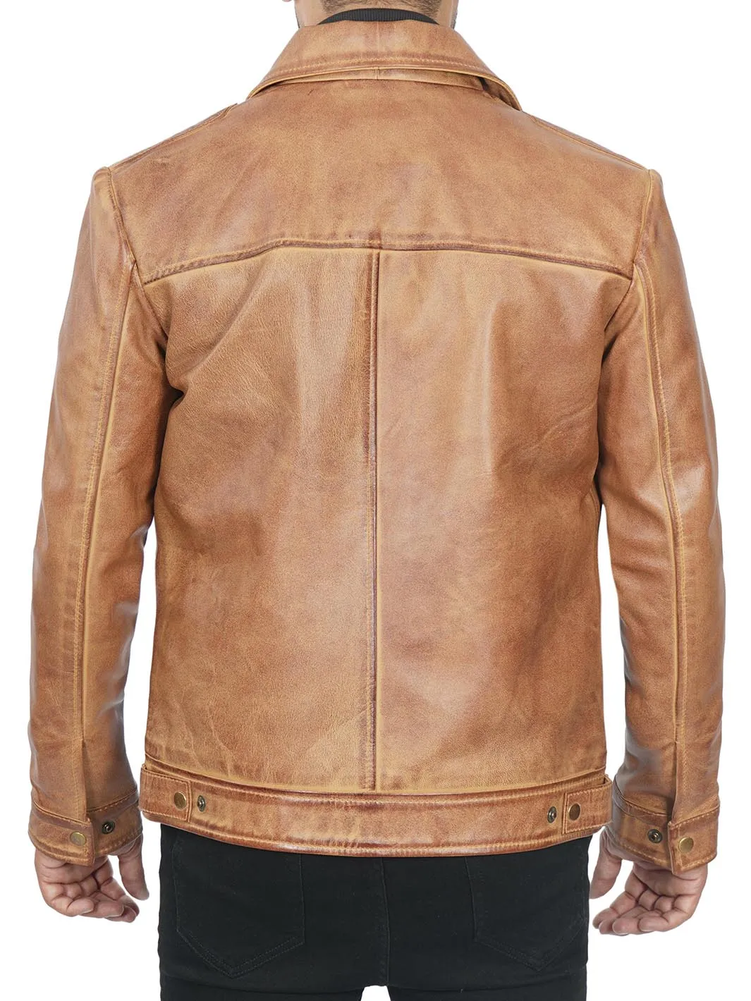 Men's Waxed Yellow Motorcycle Leather Jacket