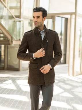 Men's Wool Winter Duffle Coat with Straight Cut - Brown