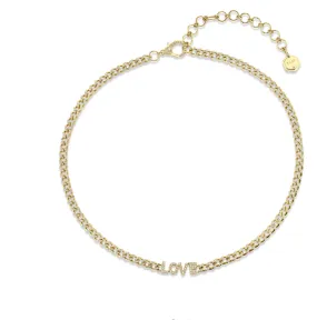 MINI ME DIAMOND PAVE LOVE BABY LINK NECKLACE