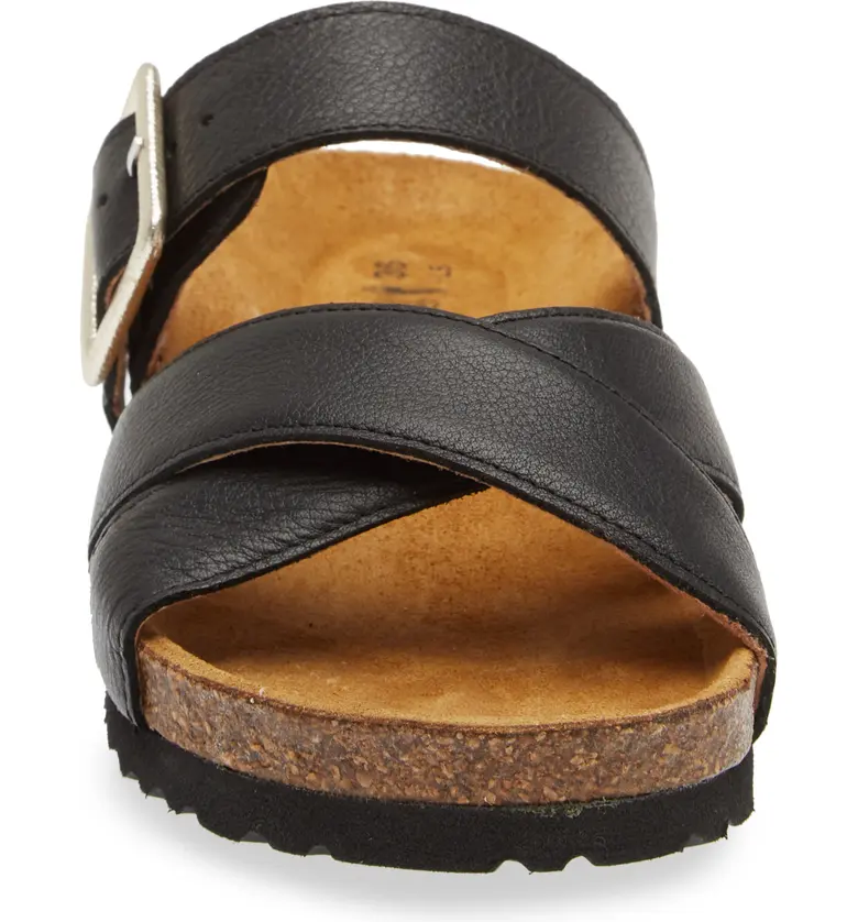 Naot Womens Chicago Strappy Slide Sandal- Soft Black Leather