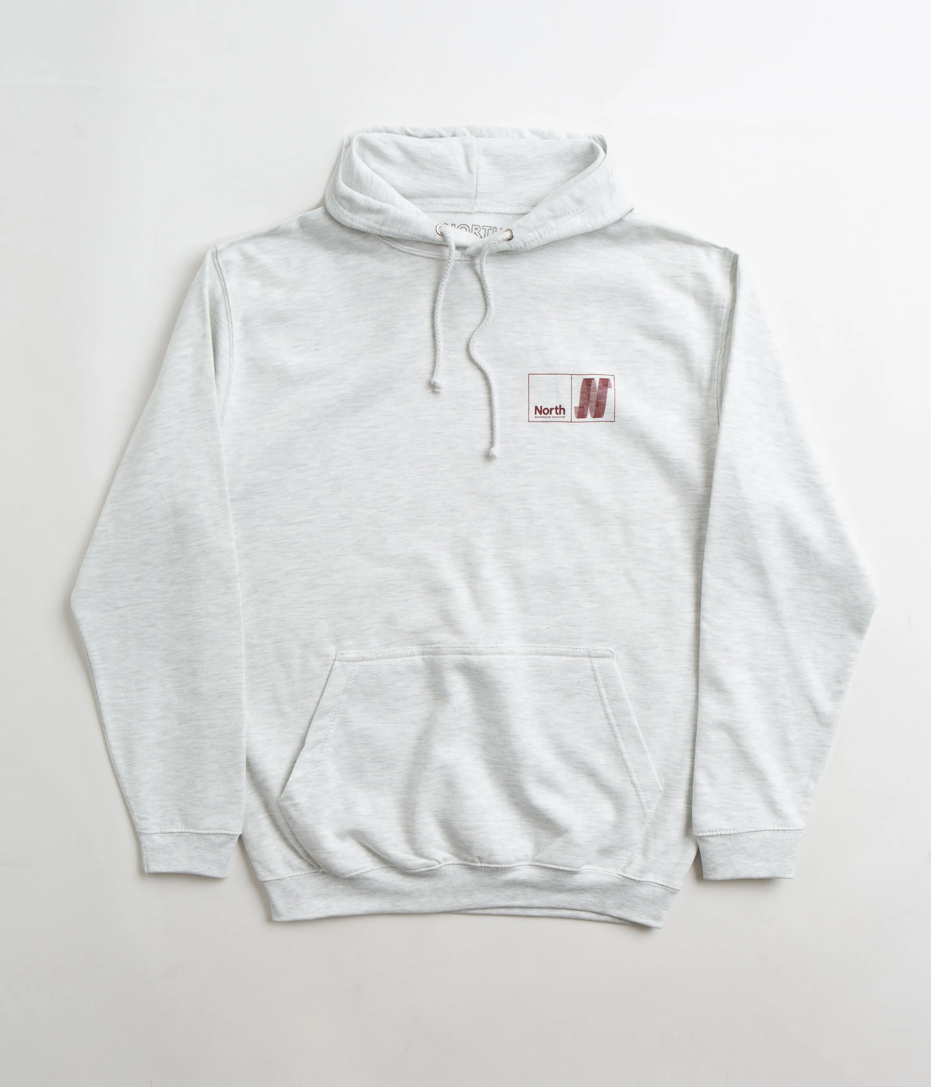 North N Logo Hoodie - Ash / Crimson