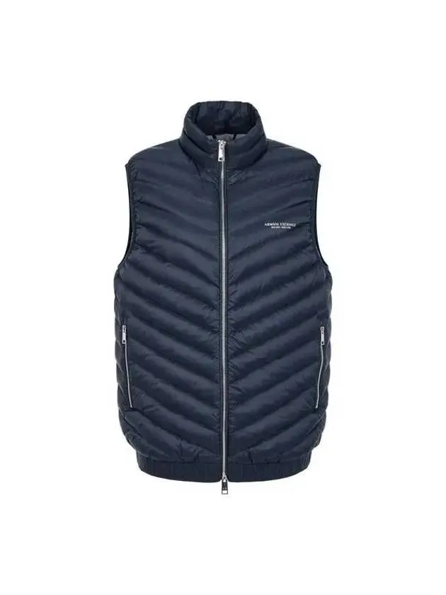 Overseas Station Season Big Chance 8 18 Men s Logo Banding Duck Down Padding Vest Navy 271874