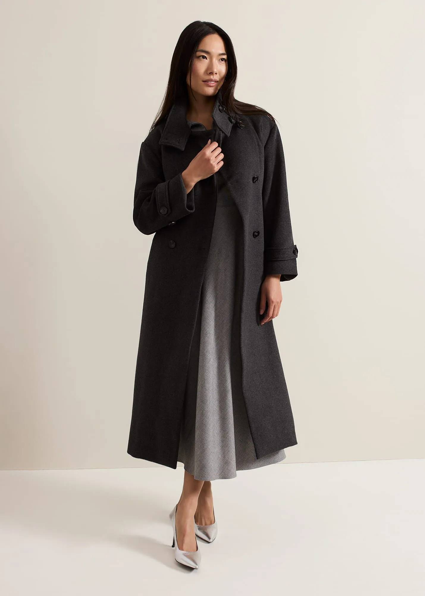 Paloma Funnel Neck Wool Smart Coat