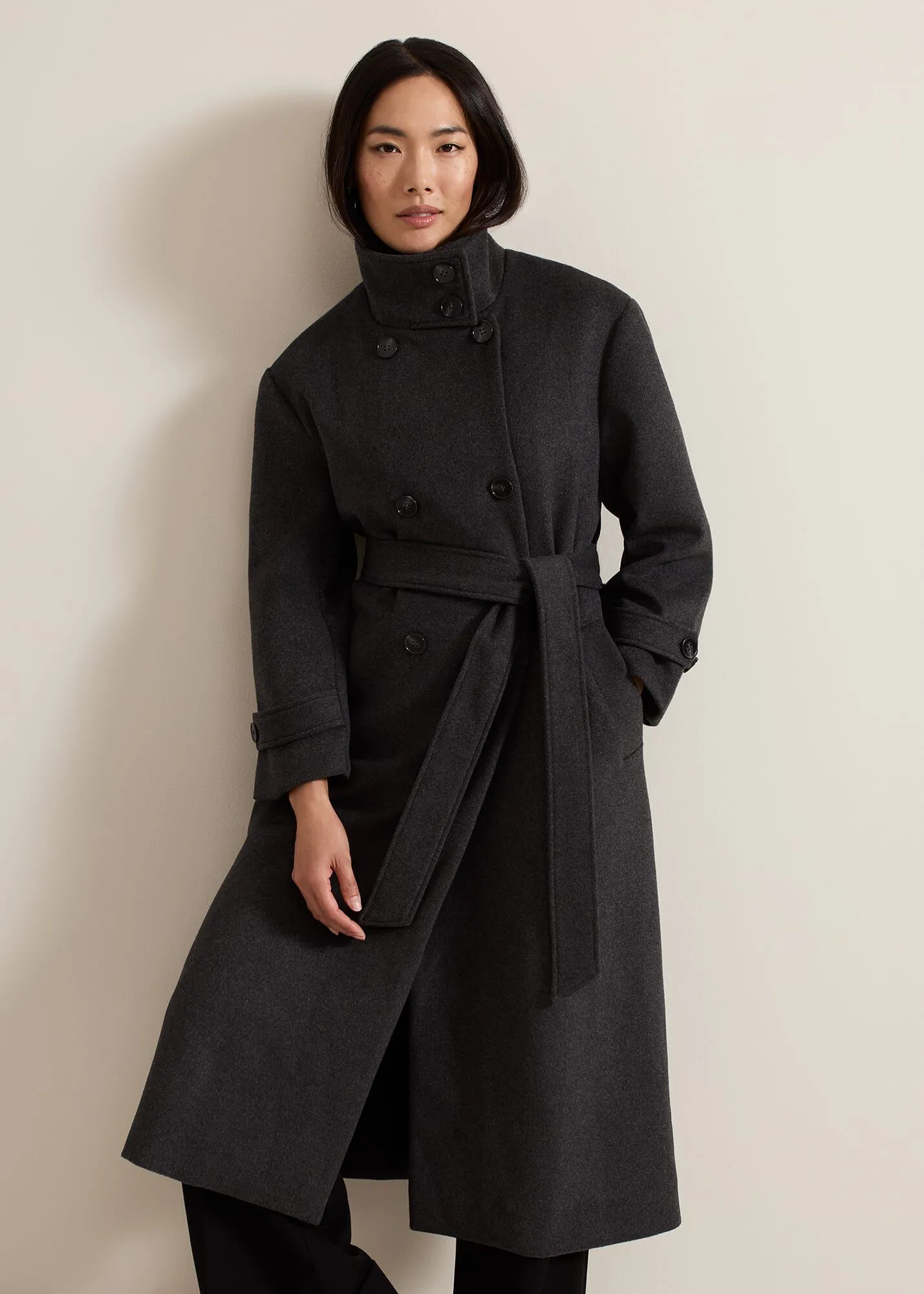 Paloma Funnel Neck Wool Smart Coat