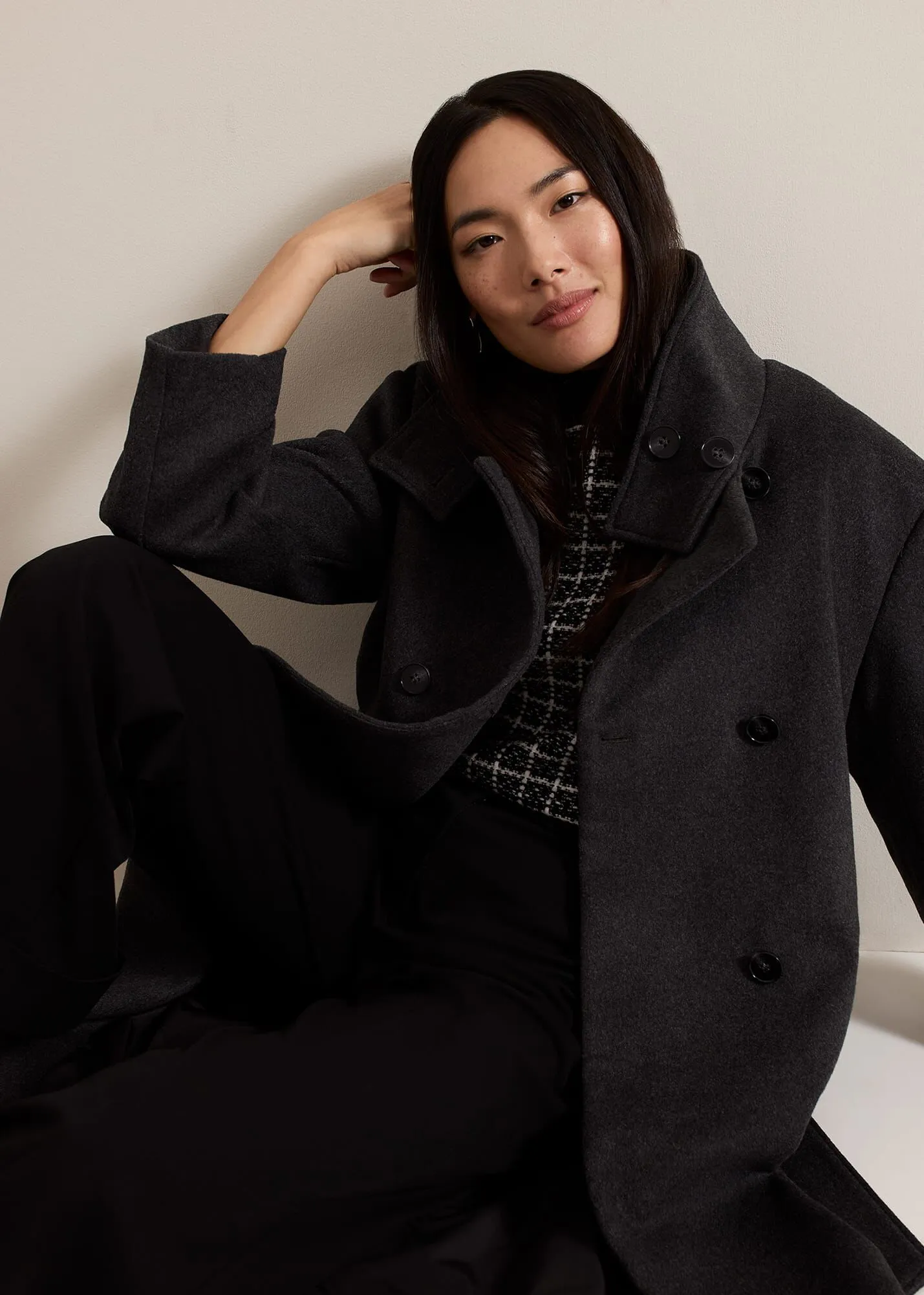 Paloma Funnel Neck Wool Smart Coat