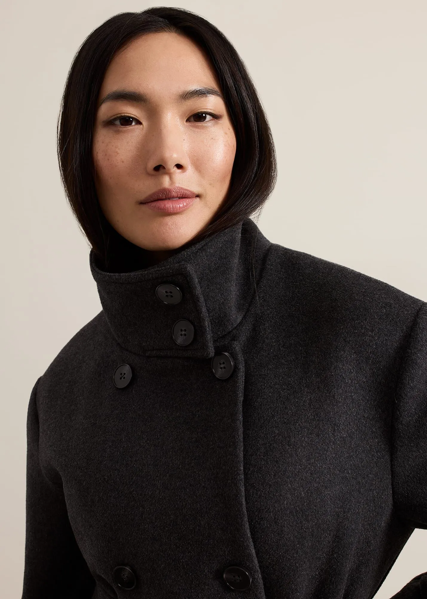 Paloma Funnel Neck Wool Smart Coat