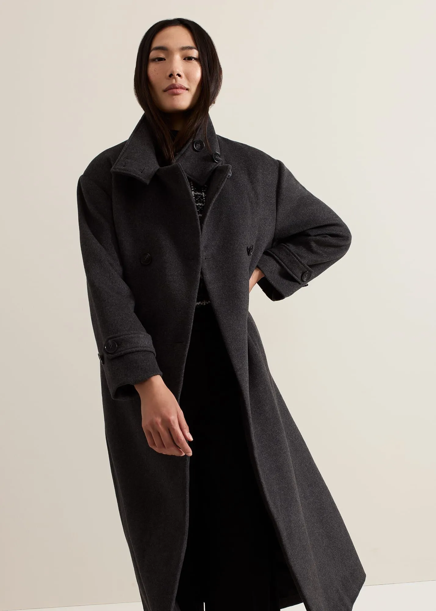 Paloma Funnel Neck Wool Smart Coat