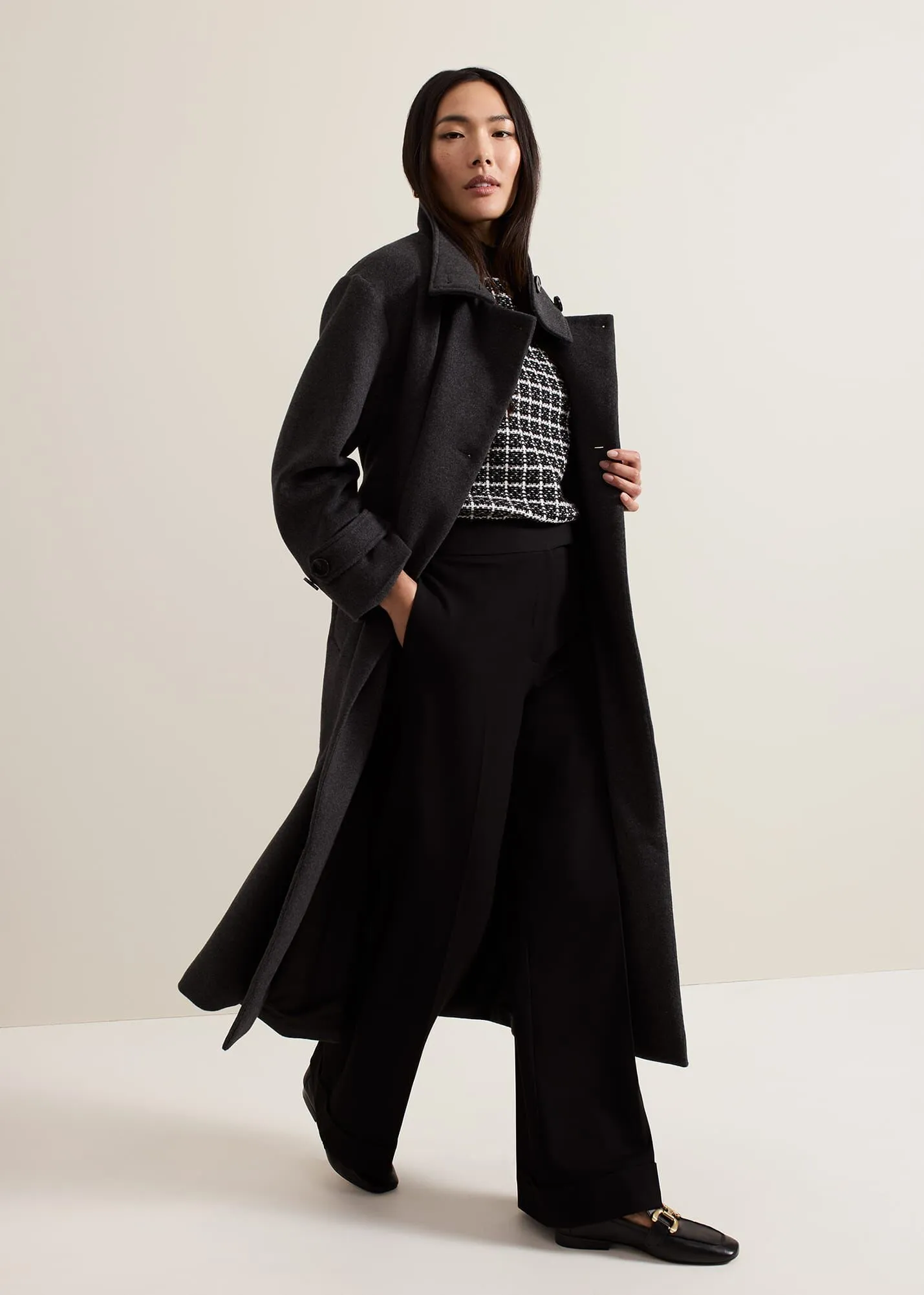 Paloma Funnel Neck Wool Smart Coat