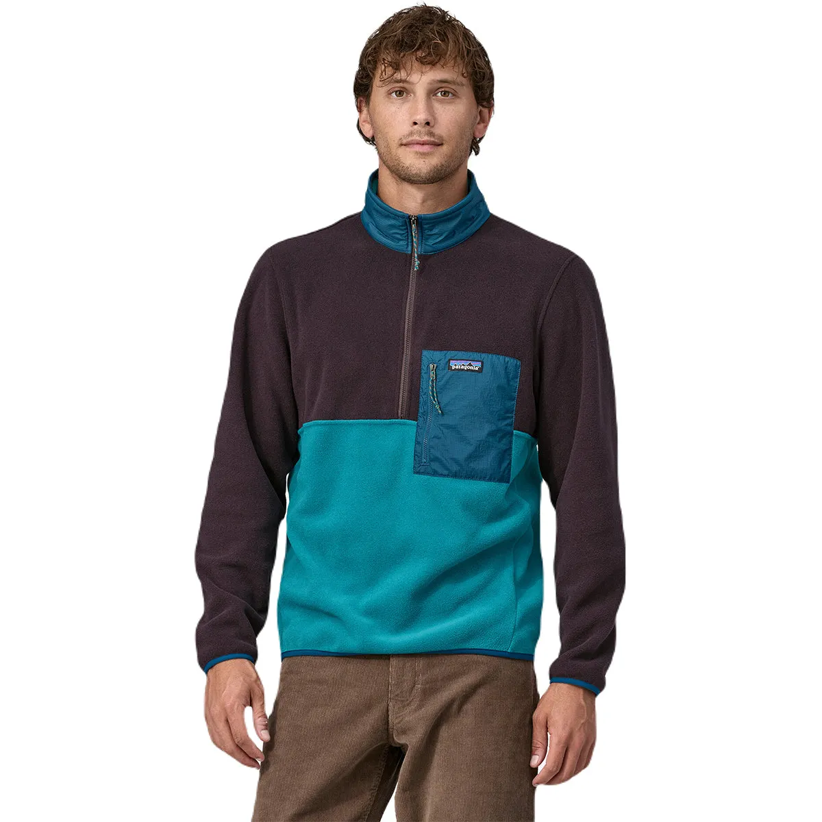 Patagonia Men's Belay Blue Microdini 1/2-Zip Fleece Pullover