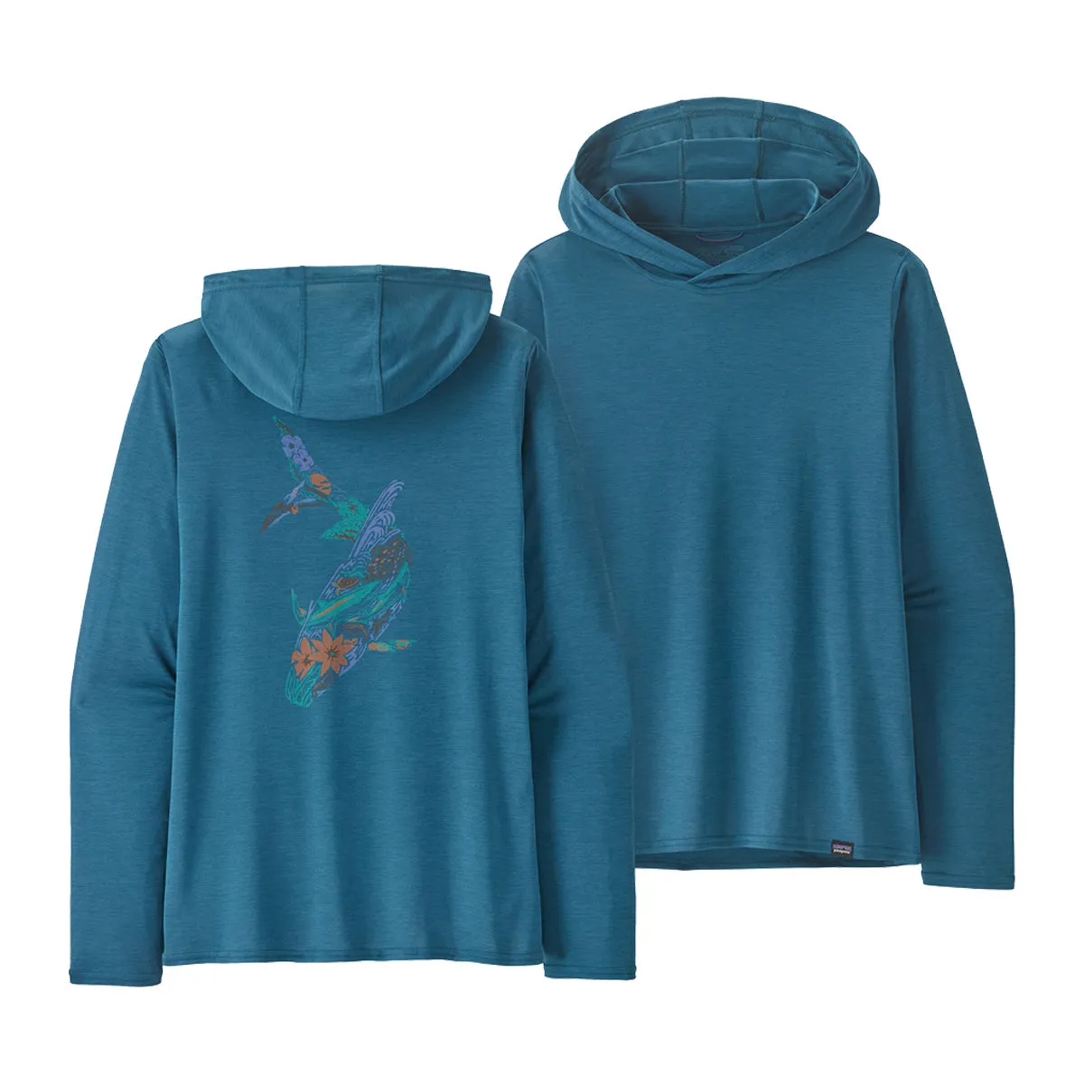 Patagonia Womens Cap Cool Daily Graphic Hoody Sandflat Bonefish: Wavy Blue X-Dye