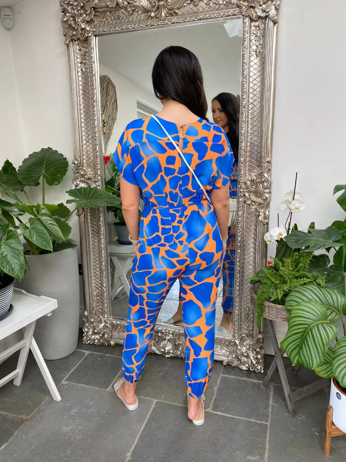 Pattern Tie Waist Jumpsuit Cory