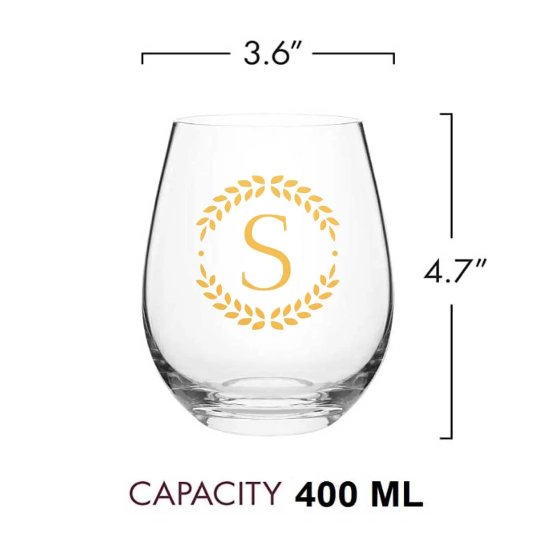 Personalized Bar Glasses Stemless Wine Glass With Name  - Monogram