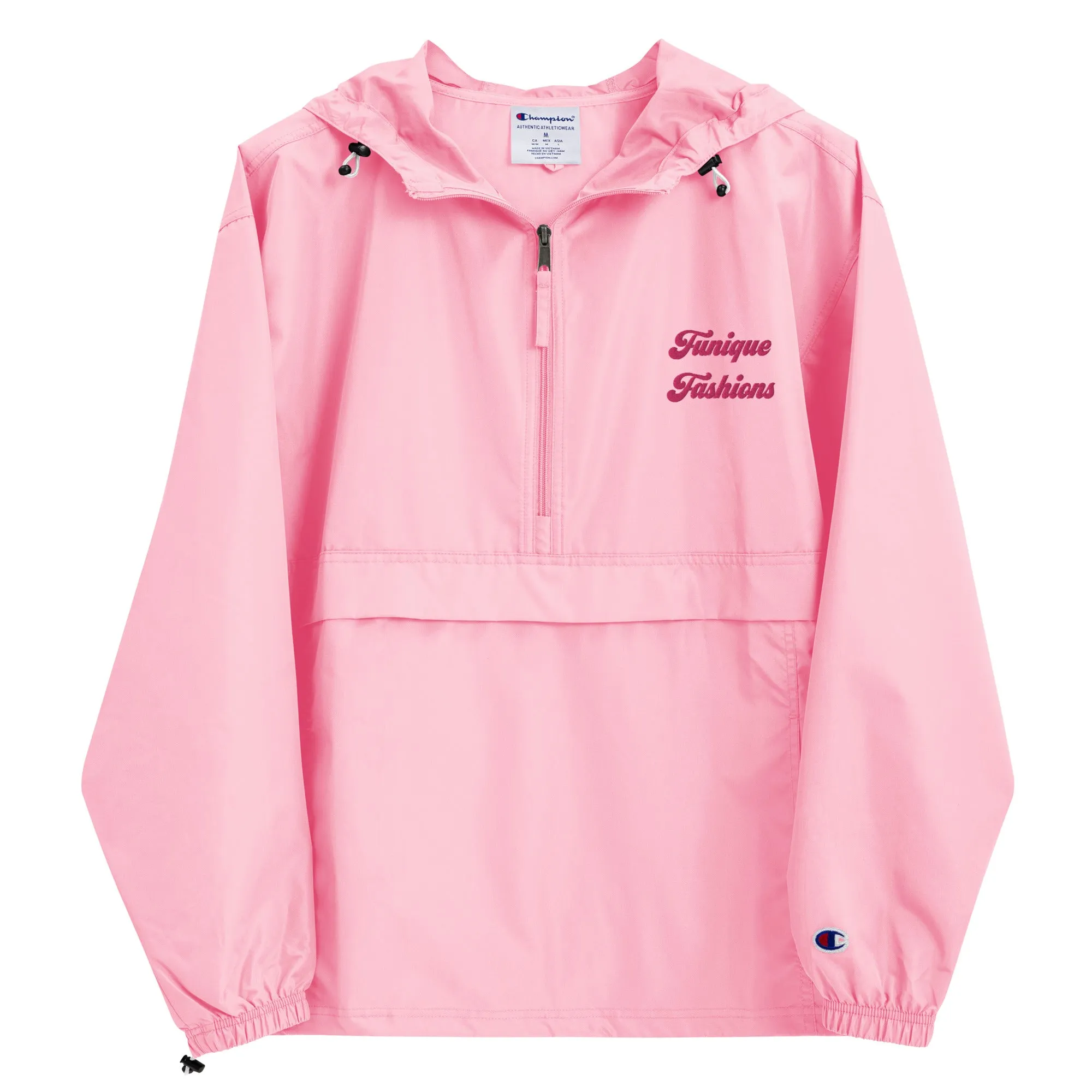 Pink-Candy Embroidered Champion Packable Jacket