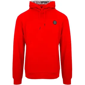 Plein Sport Large Circle Logo On Back Taped Hood Red Hoodie