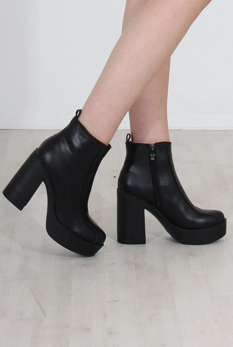 Rheta Black PU platform ankle boots