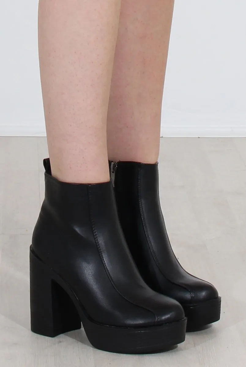 Rheta Black PU platform ankle boots