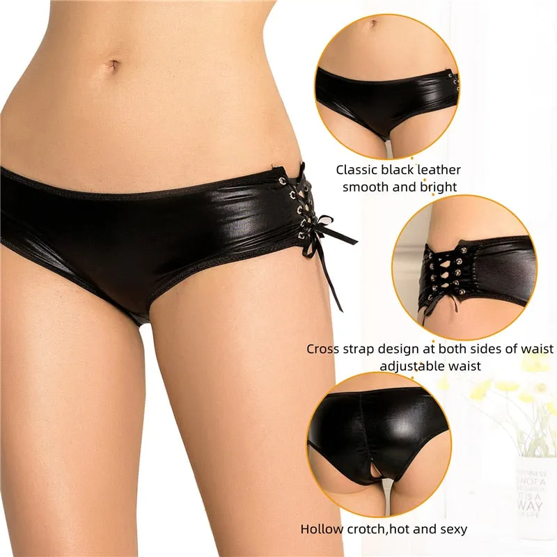 Sexy Low Waist Adjustable Crotchless Underwear Briefs for Women