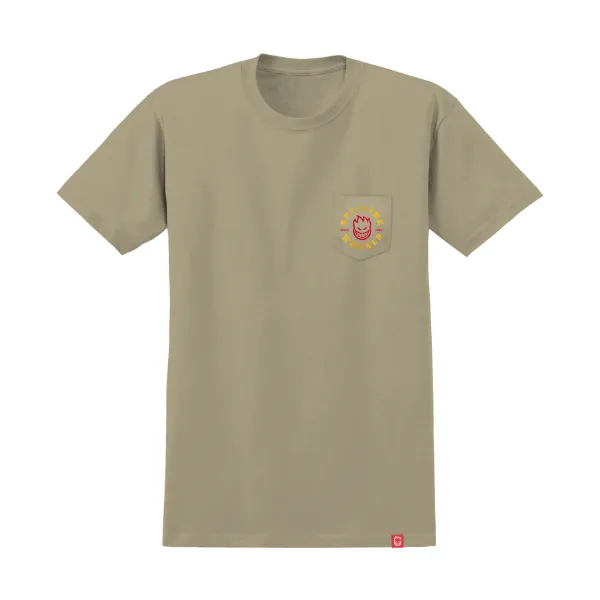 Spitfire Bighead Classic Pocket T-Shirt - Sand/Gold/Red