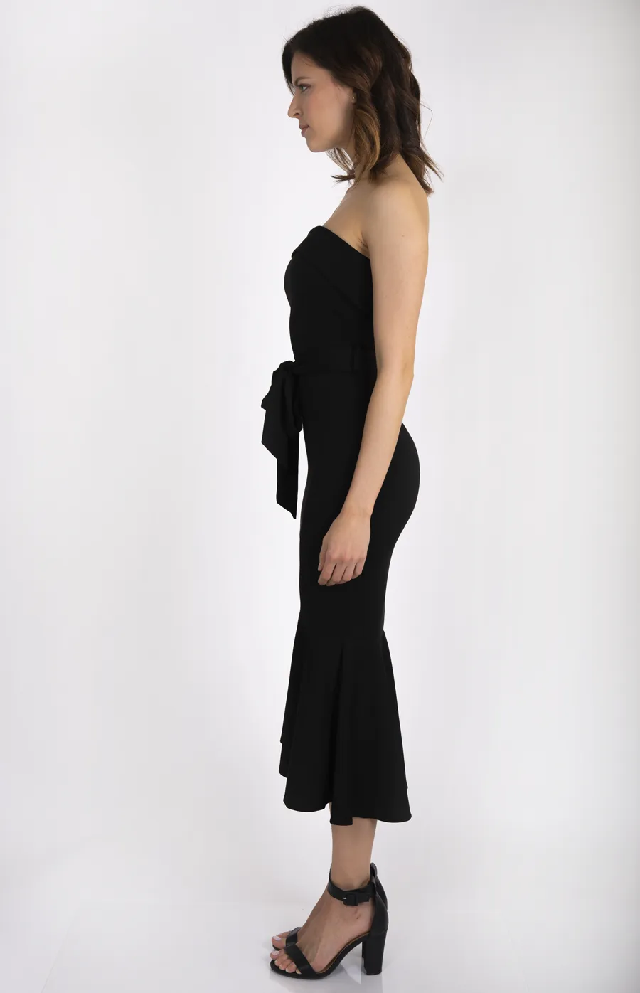 Strapless Midi Dress with Fishtail Hem (SDR343A)