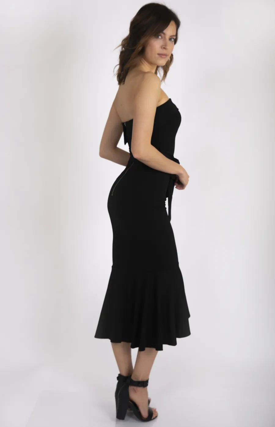 Strapless Midi Dress with Fishtail Hem (SDR343A)