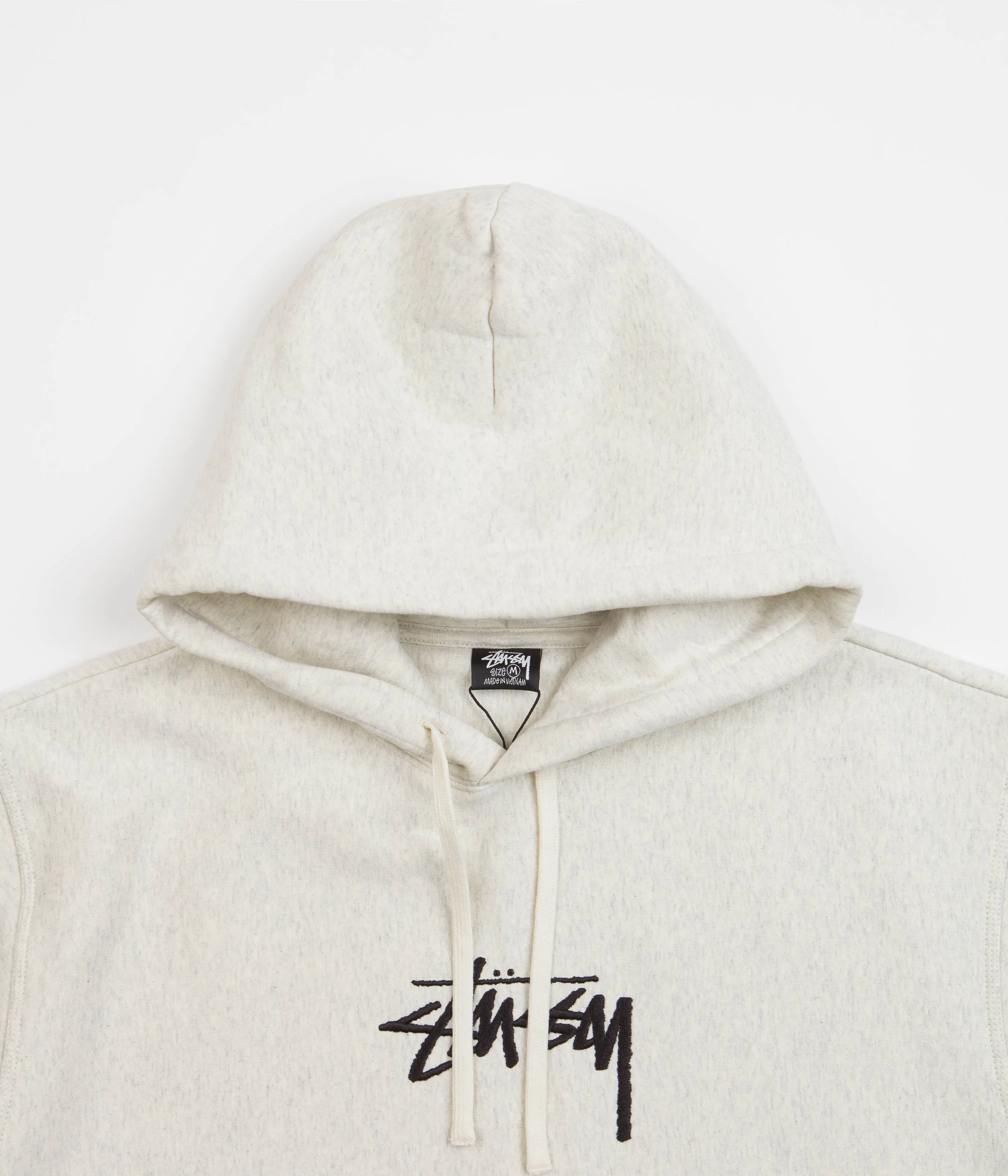 Stussy Stock Logo Applique Hoodie - Ash Heather