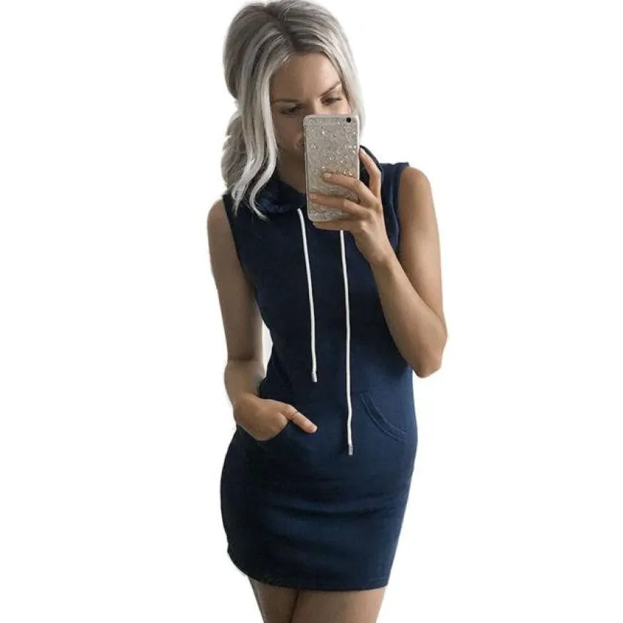 Summer Dress Striped Hoody Sleevelss Casual MIni Short Solid Ladies Summer Dress Vestido De Verano#B715 SM6