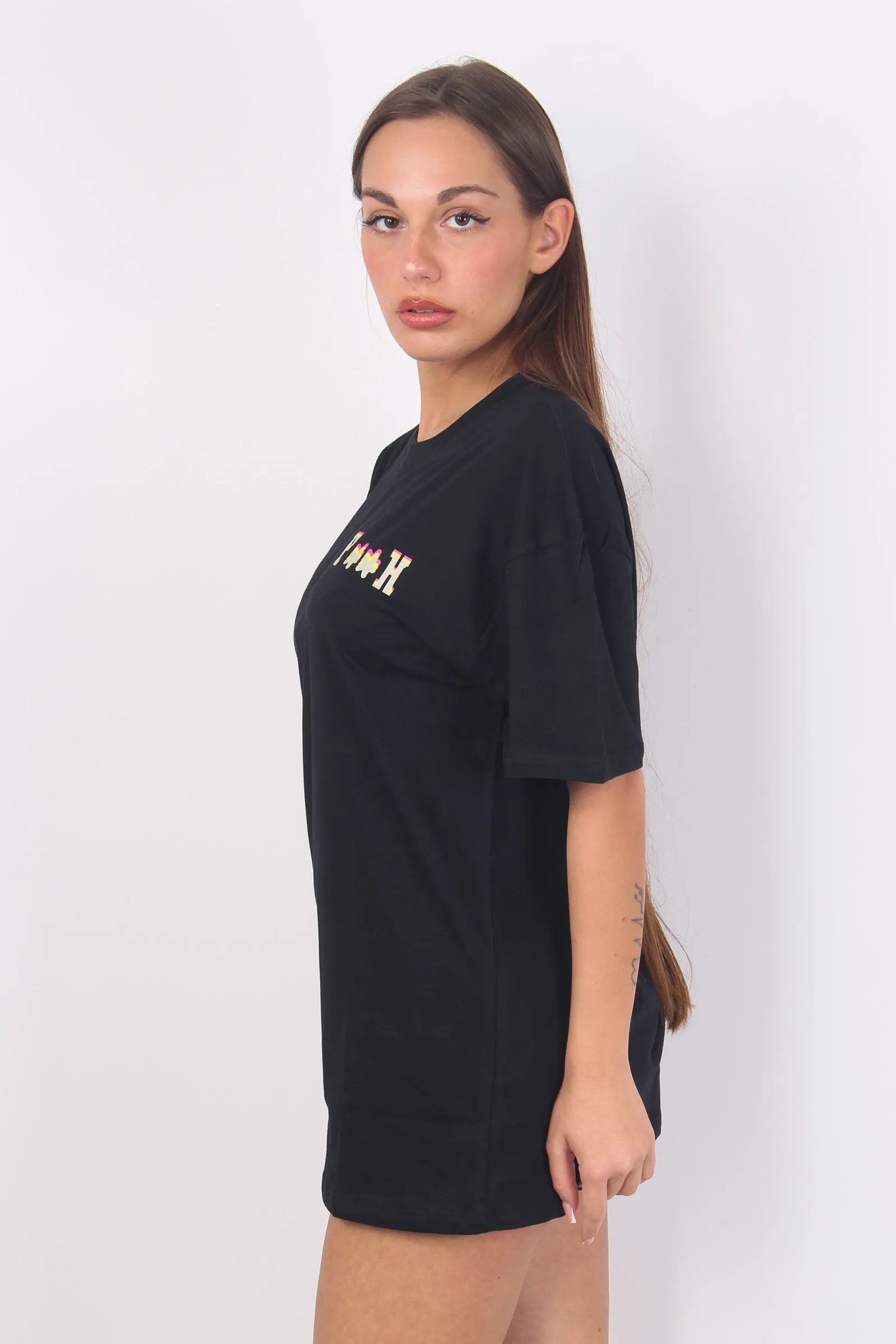 T-shirt Stampa Retro Nero