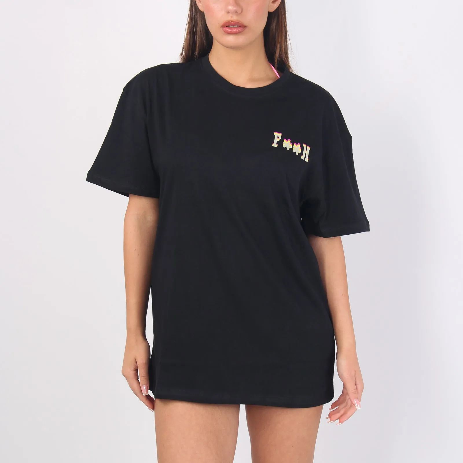 T-shirt Stampa Retro Nero