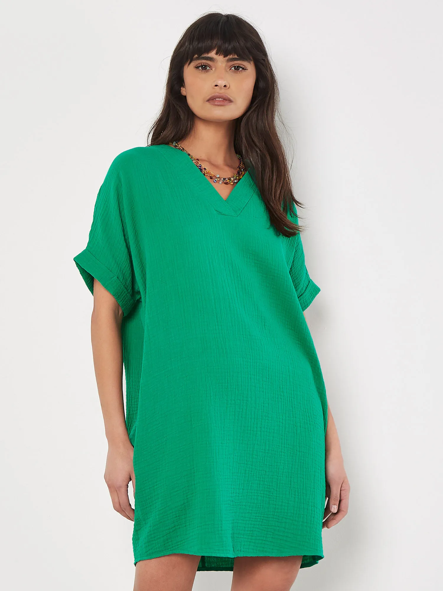 Textured Cotton Oversized T-Shirt Dress | Apricot Clothing