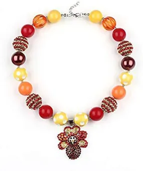 Thanksgiving Day Turkey Chunky Bubblegum Beaded Necklace