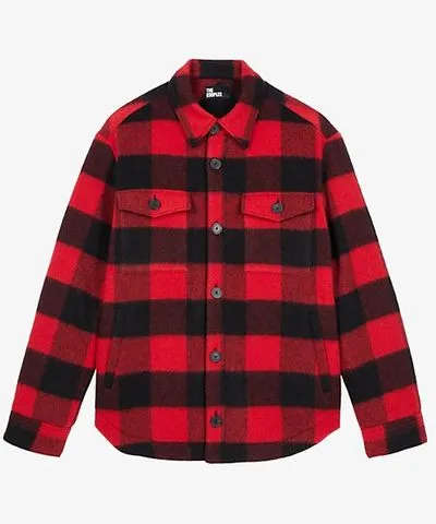 The Kooples Mens Red / Black Checked chest-pocket wool-blend jacket