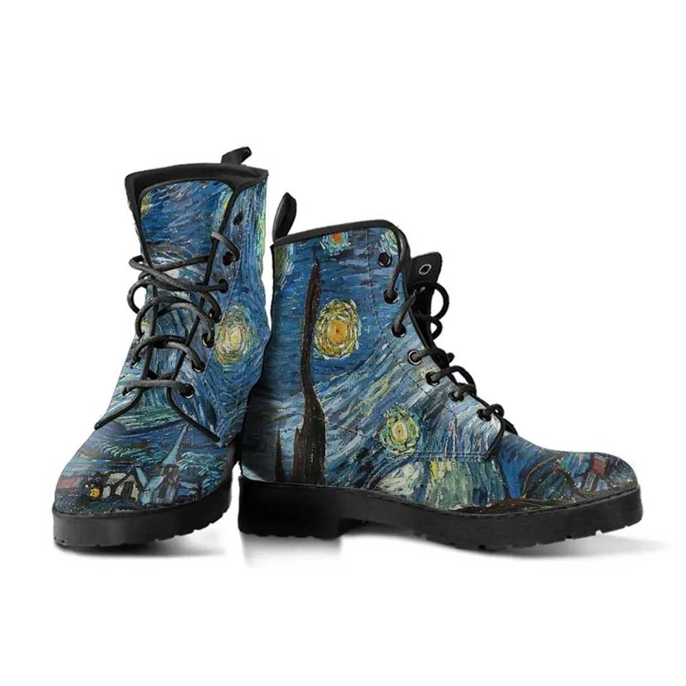 The Starry Night Boots Women’s Boots Vegan Leather Classic Casual Boots