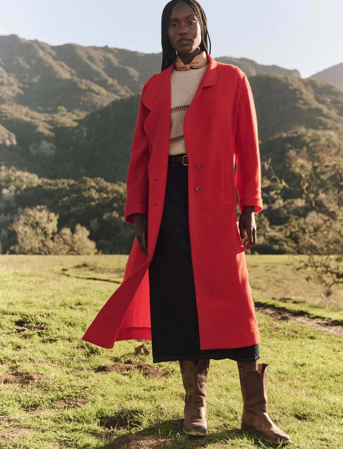 The Trapunto Trench Coat - Hot Red