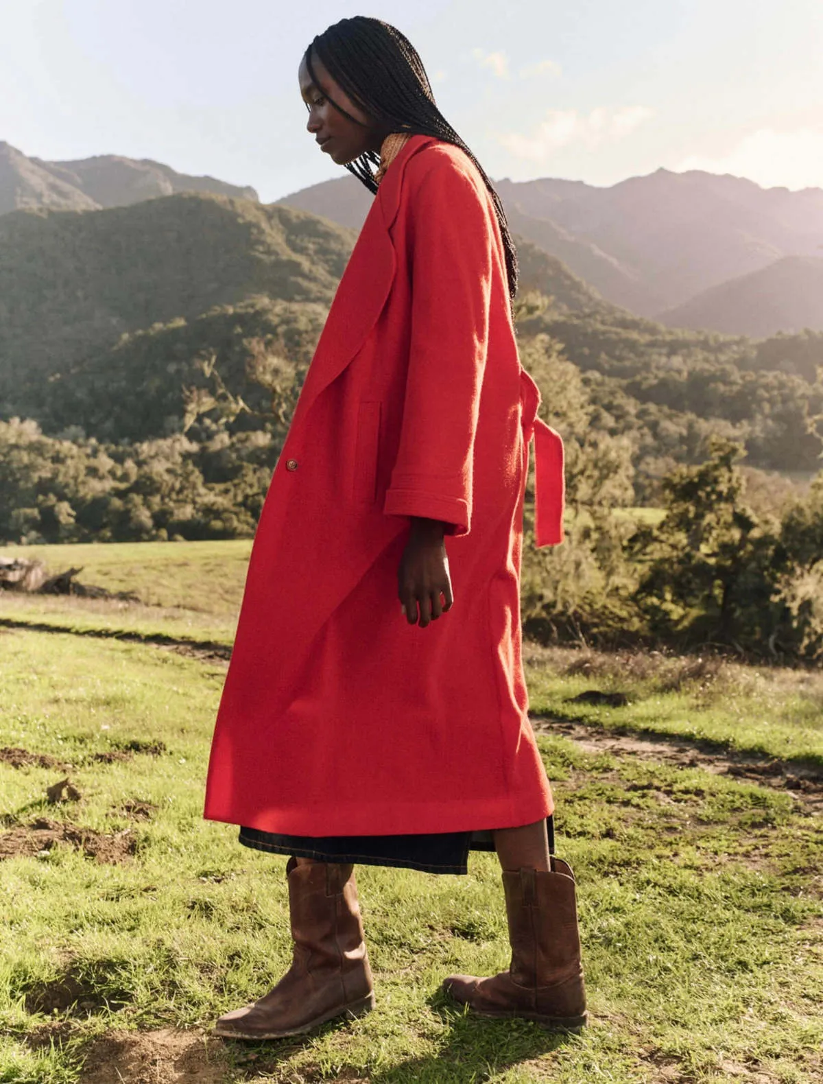 The Trapunto Trench Coat - Hot Red