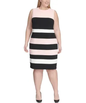 Tommy Hilfiger Womens Sleeveless Striped Cocktail Dress