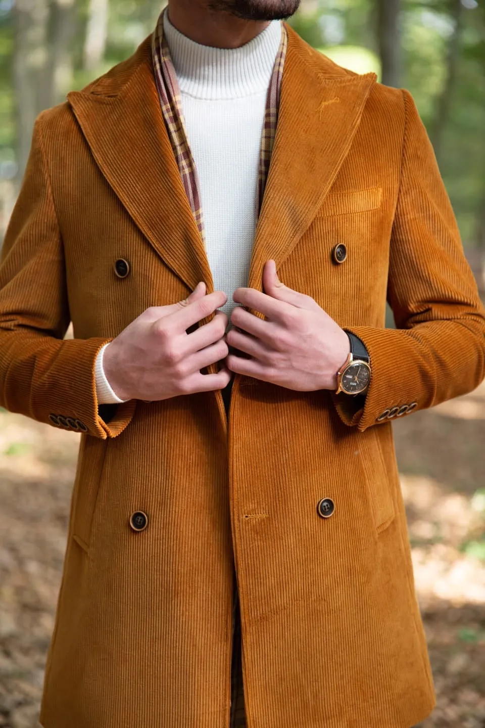 Twink Brown Slim Fit Double Breasted Long Coat